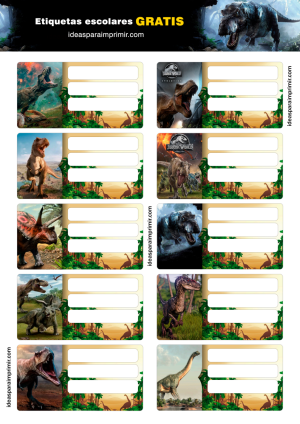 Etiquetas Escolares Dinosaurios Para Imprimir